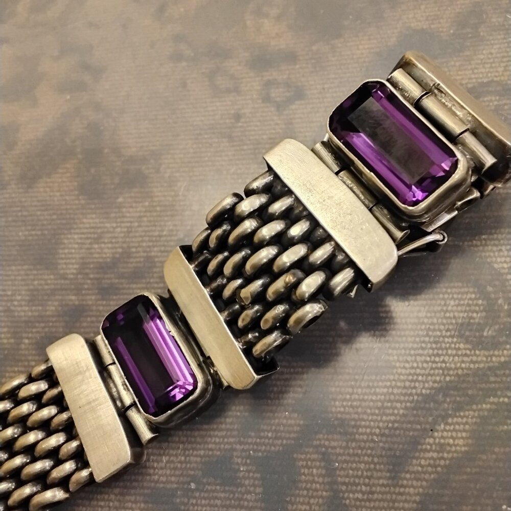 Vintage Heavy Sterling Silver Bracelet - Picture 5 of 14